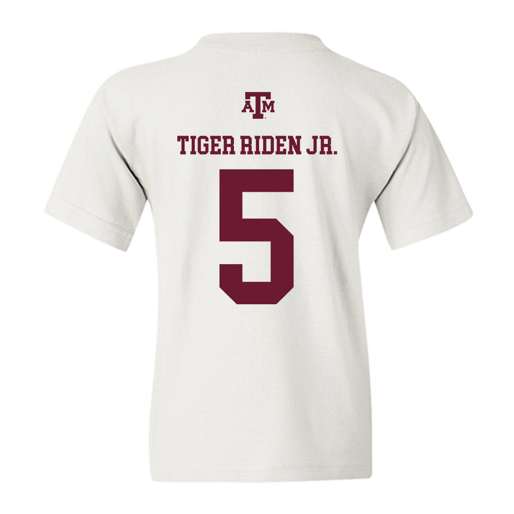 Texas A&M - NCAA Football : Deondrae Tiger Riden Jr. - White Out 2026 Youth T-Shirt-1