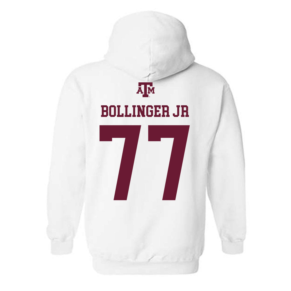 Texas A&M - NCAA Baseball : Michael Bollinger Jr - White Out 2026 Hooded Sweatshirt-1