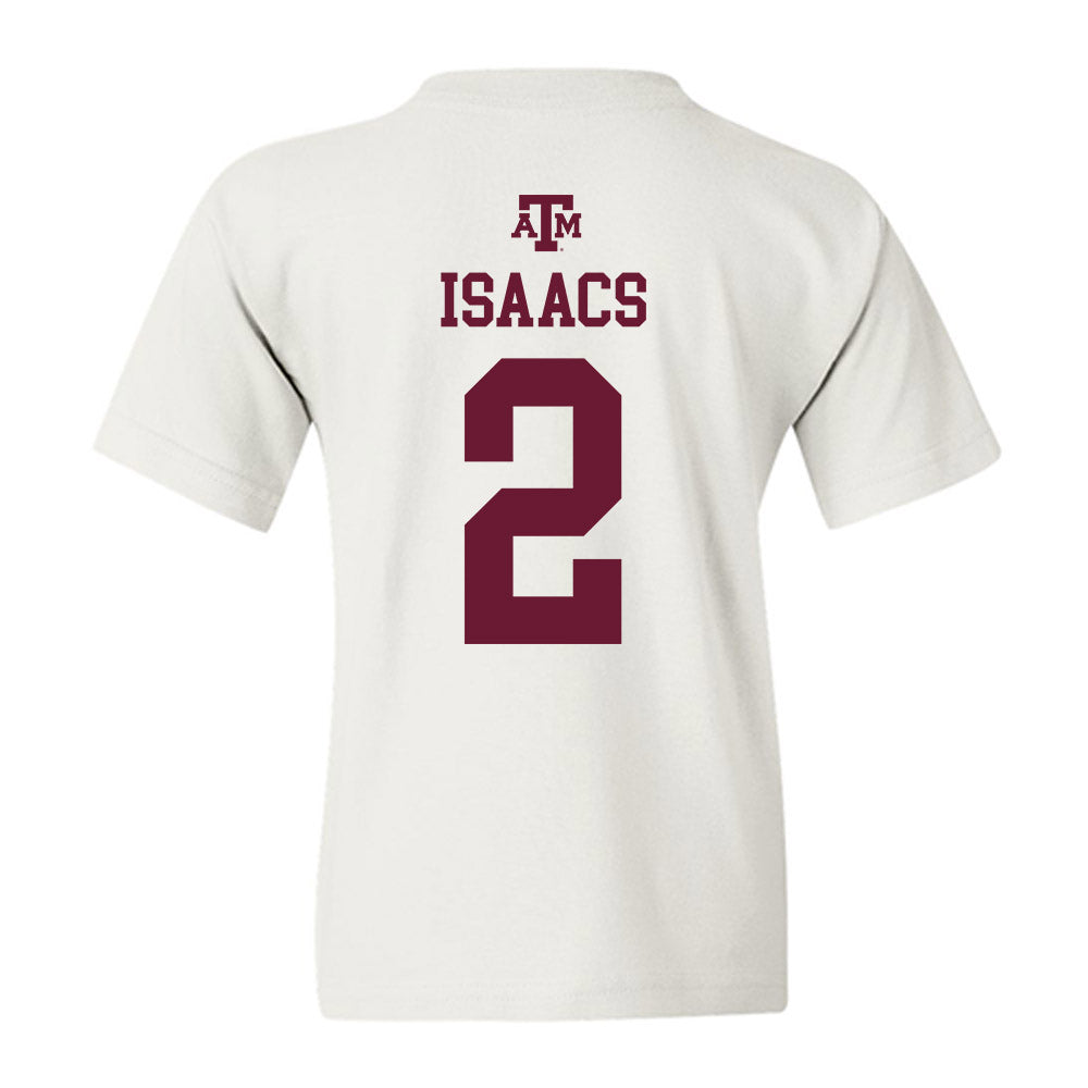 Texas A&M - NCAA Men's Basketball : Pop Isaacs - White Out 2026 Youth T-Shirt-1