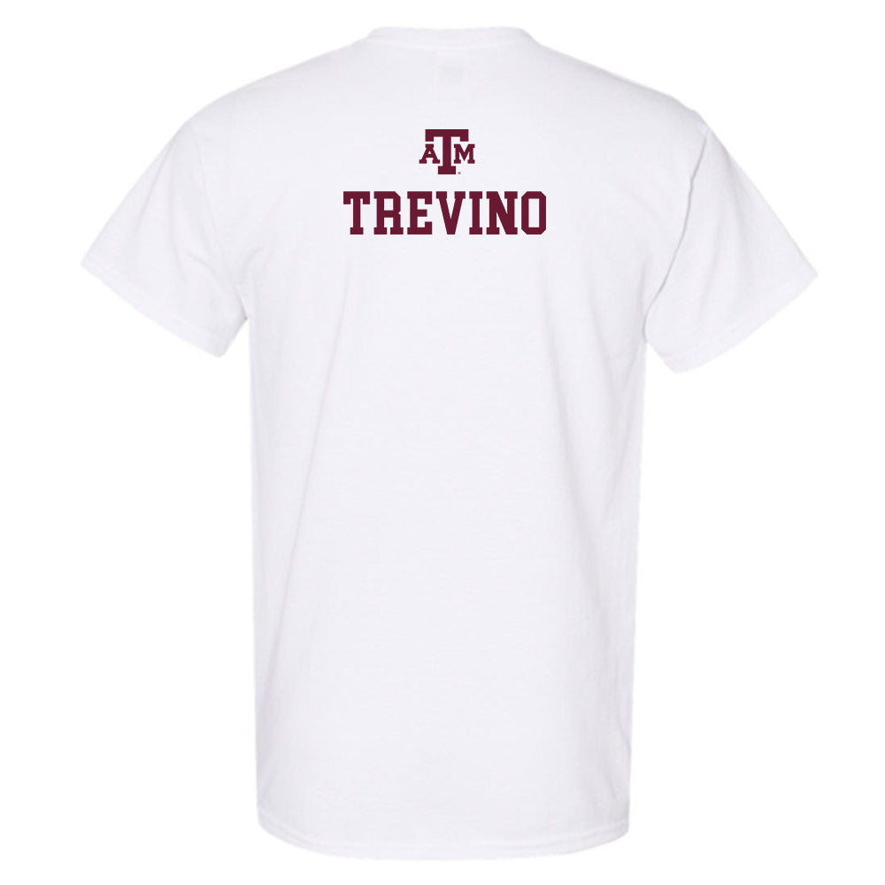 Texas A&M - NCAA Men's Swimming & Diving : Emilio Trevino - White Out 2026 T-Shirt-1