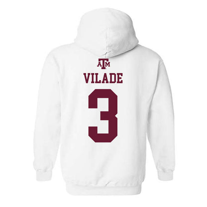 Texas A&M - NCAA Baseball : Trent Vilade - White Out 2026 Hooded Sweatshirt-1