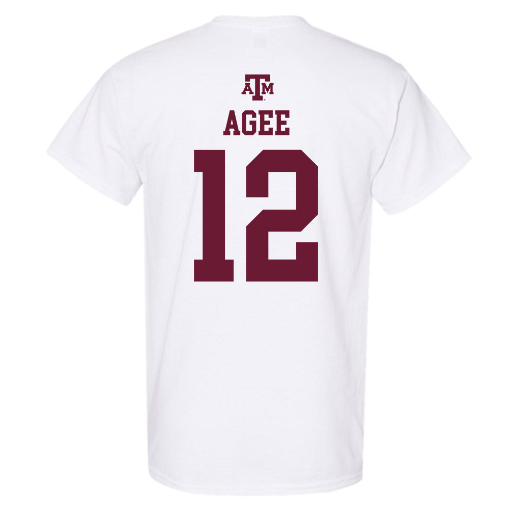 Texas A&M - NCAA Men's Basketball : Rashaun Agee - White Out 2026 T-Shirt-1