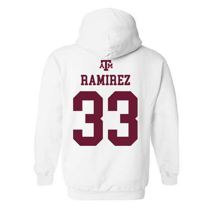 Texas A&M - NCAA Baseball : David Ramirez - White Out 2026 Hooded Sweatshirt-1