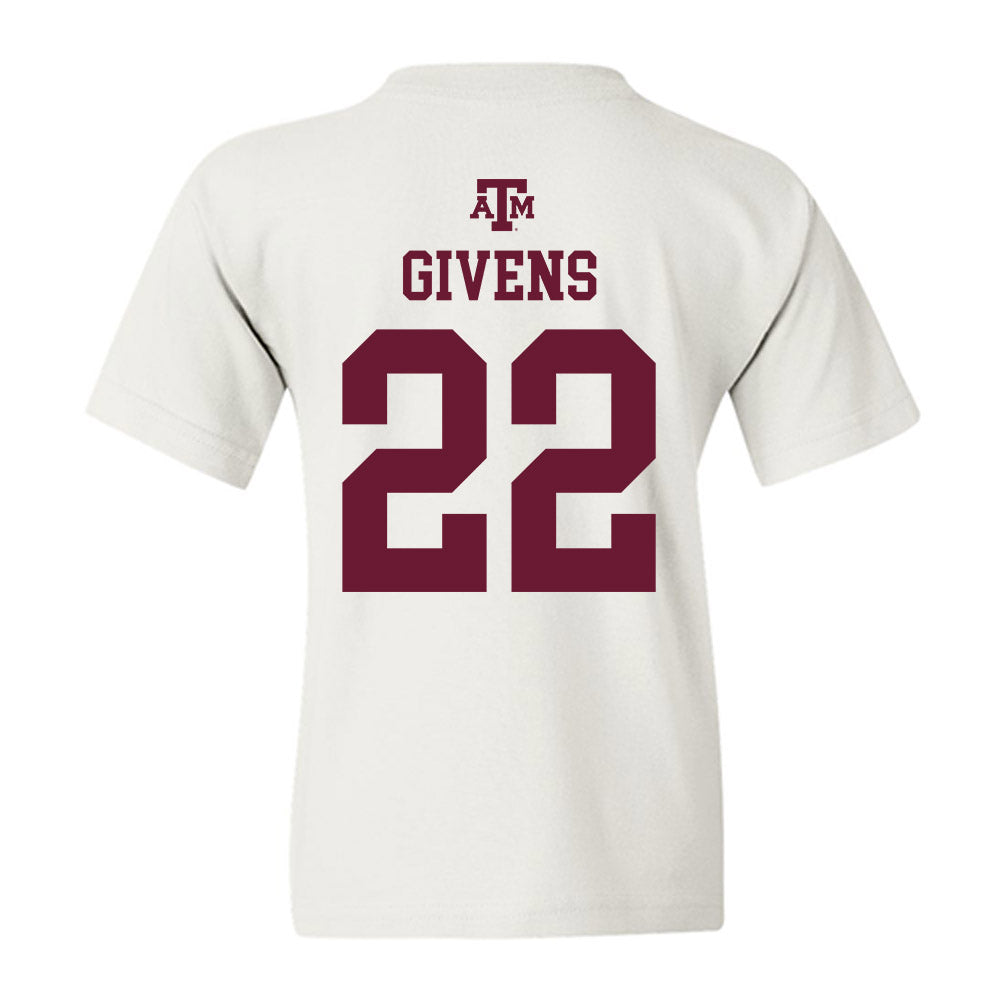 Texas A&M - NCAA Football : Tristian Givens - White Out 2026 Youth T-Shirt-1