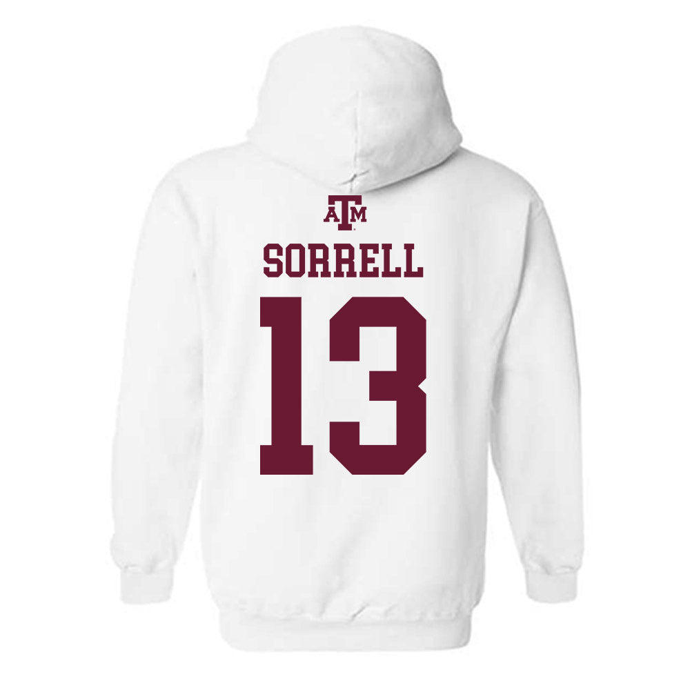 Texas A&M - NCAA Baseball : Caden Sorrell - White Out 2026 Hooded Sweatshirt-1
