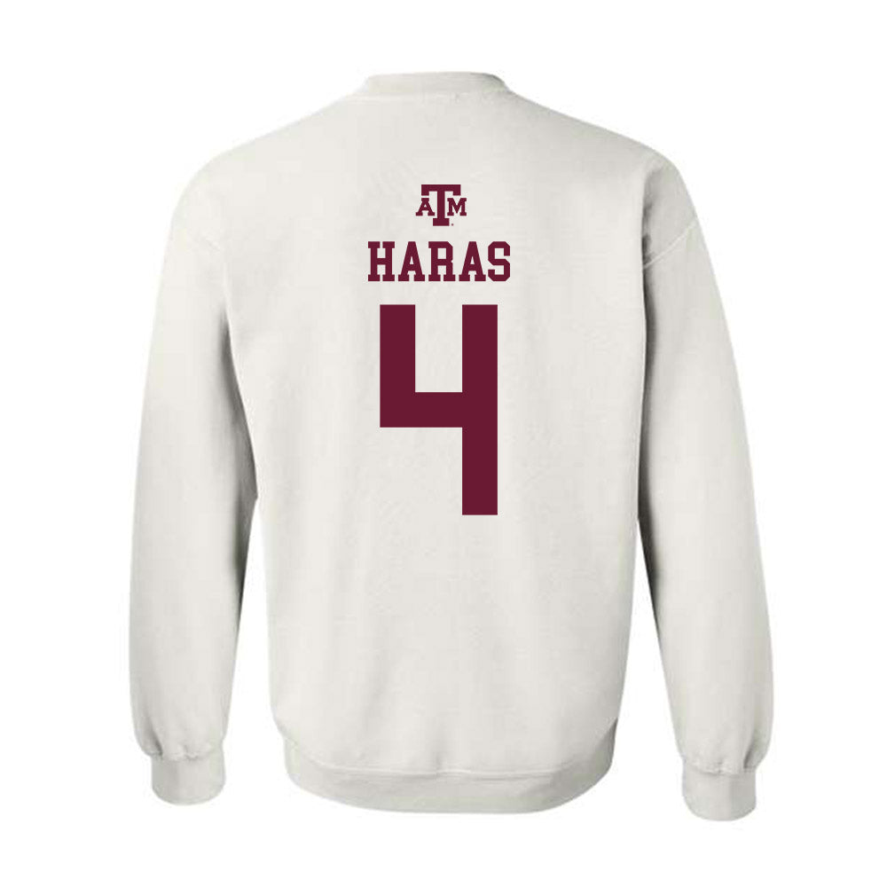 Texas A&M - NCAA Women's Soccer : Juliet Haras - White Out 2026 Crewneck Sweatshirt-1