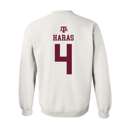 Texas A&M - NCAA Women's Soccer : Juliet Haras - White Out 2026 Crewneck Sweatshirt-1