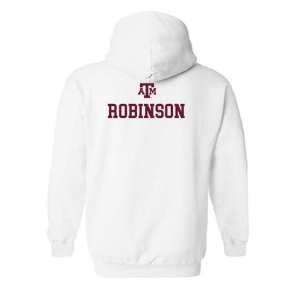 Texas A&M - NCAA Men's Swimming & Diving : Aj Robinson - White Out 2026 Hooded Sweatshirt-1