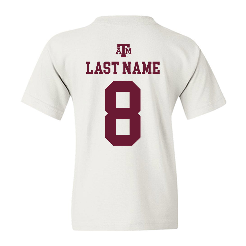 Texas A&M - NCAA Baseball : Christopher Hacopian - White Out 2026 Youth T-Shirt-1