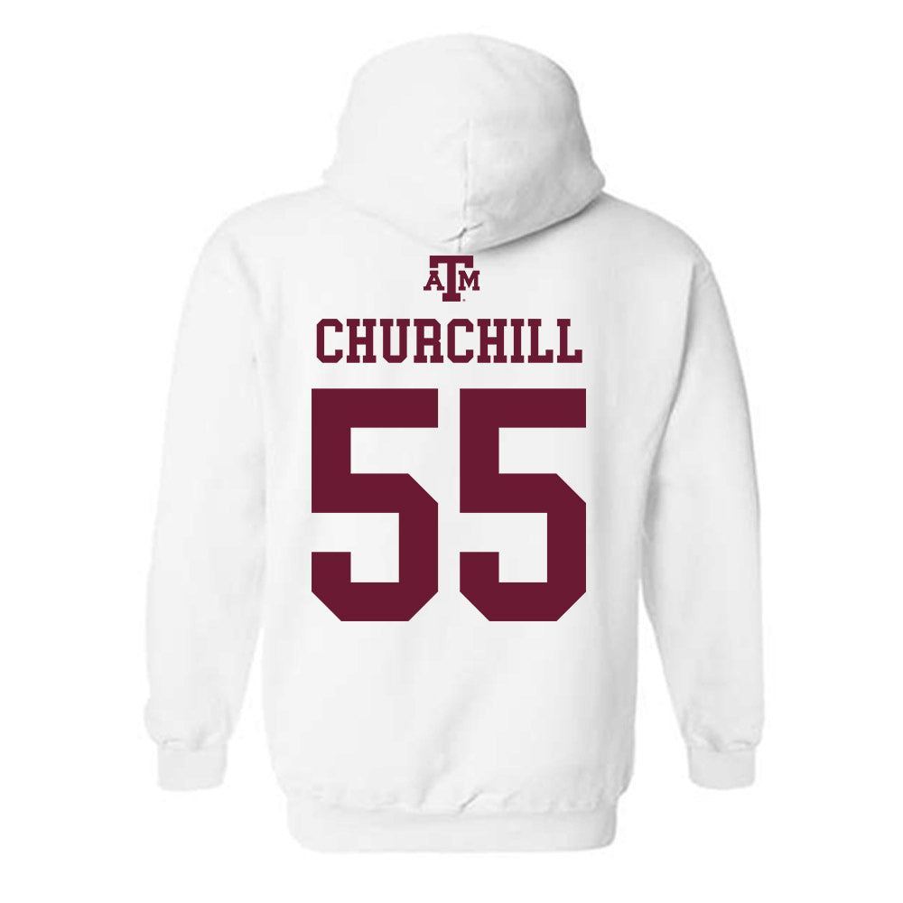 Texas A&M - NCAA Women's Soccer : Ireland Churchill - White Out 2026 Hooded Sweatshirt-1