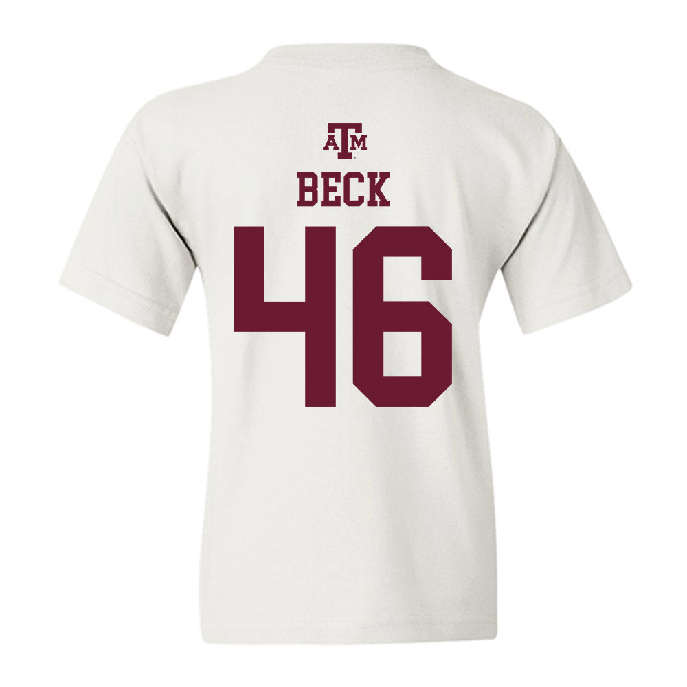 Texas A&M - NCAA Football : Qui Beck - White Out 2026 Youth T-Shirt-1