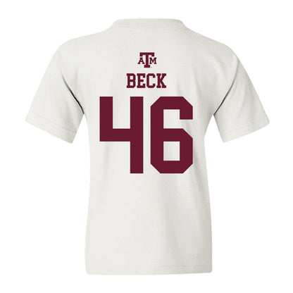 Texas A&M - NCAA Football : Qui Beck - White Out 2026 Youth T-Shirt-1