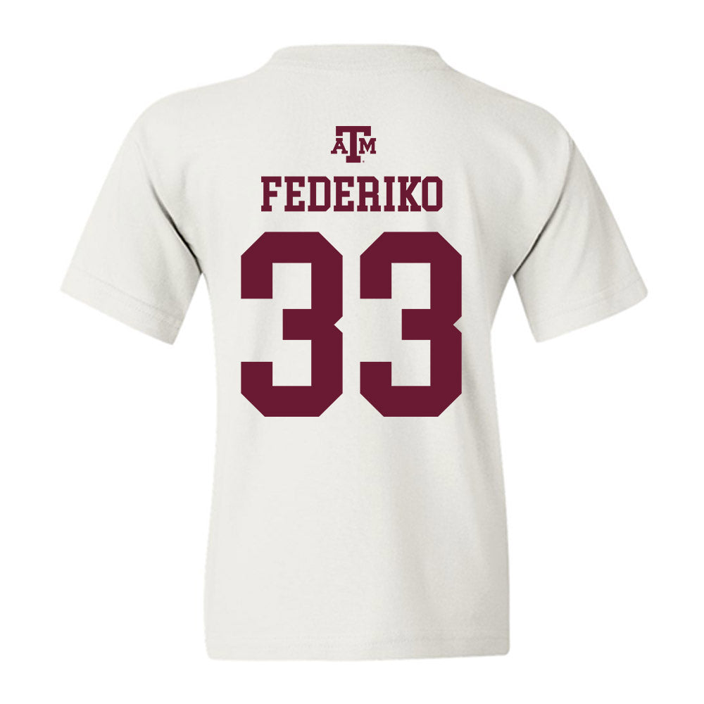 Texas A&M - NCAA Men's Basketball : Federiko Federiko - White Out 2026 Youth T-Shirt-1