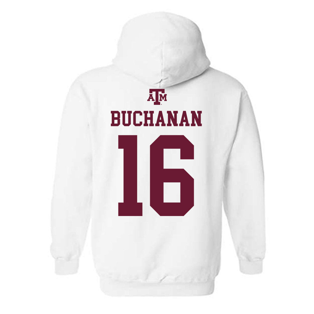 Texas A&M - NCAA Women's Soccer : Trinity Buchanan - White Out 2026 Hooded Sweatshirt-1