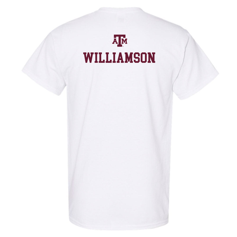 Texas A&M - NCAA Women's Swimming & Diving : Eloise Williamson - White Out 2026 T-Shirt-1