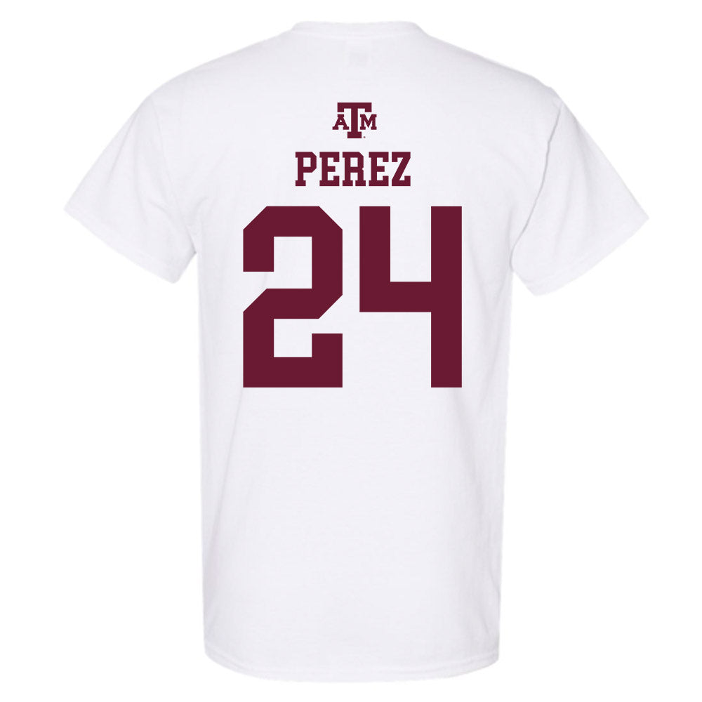 Texas A&M - NCAA Softball : Mya Perez - White Out 2026 T-Shirt-1