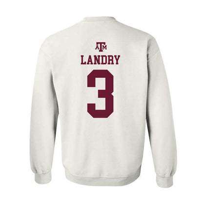Texas A&M - NCAA Women's Soccer : Morgan Landry - White Out 2026 Crewneck Sweatshirt-1