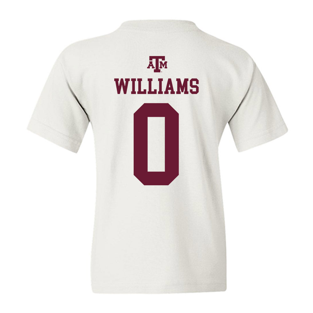 Texas A&M - NCAA Football : Scooby Williams - White Out 2026 Youth T-Shirt-1