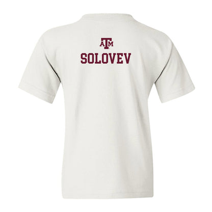 Texas A&M - NCAA Men's Track & Field : Sasha Solovev - White Out 2026 Youth T-Shirt-1
