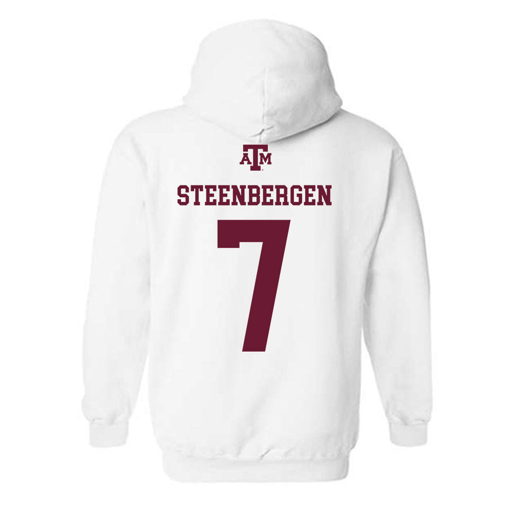 Texas A&M - NCAA Women's Basketball : Pien Steenbergen - White Out 2026 Hooded Sweatshirt-1
