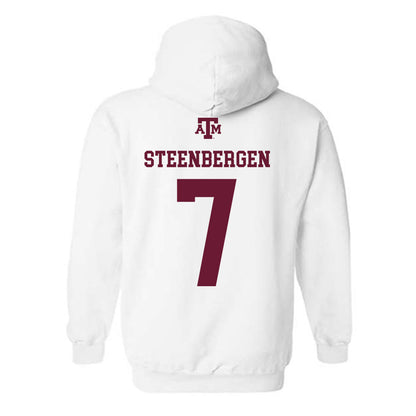 Texas A&M - NCAA Women's Basketball : Pien Steenbergen - White Out 2026 Hooded Sweatshirt-1