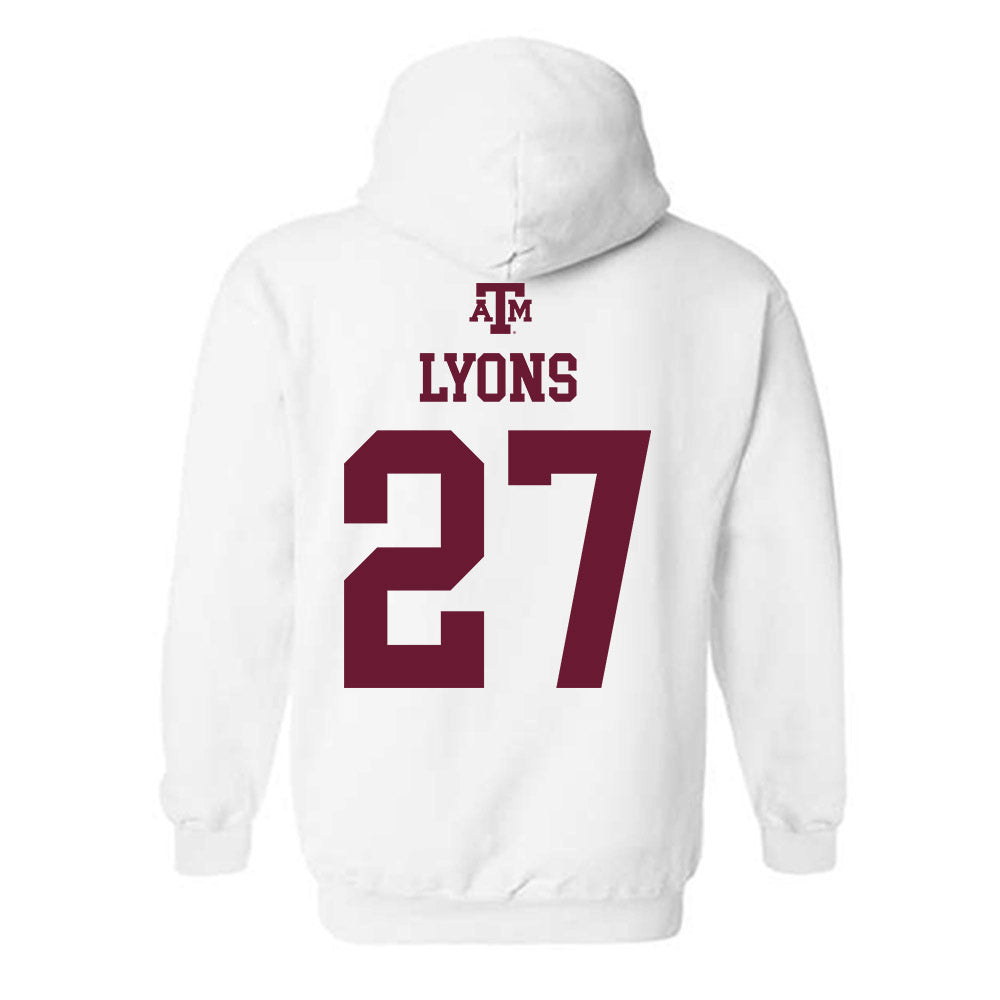 Texas A&M - NCAA Baseball : Gavin Lyons - White Out 2026 Hooded Sweatshirt-1