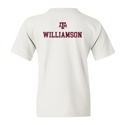 Texas A&M - NCAA Women's Swimming & Diving : Eloise Williamson - White Out 2026 Youth T-Shirt-1