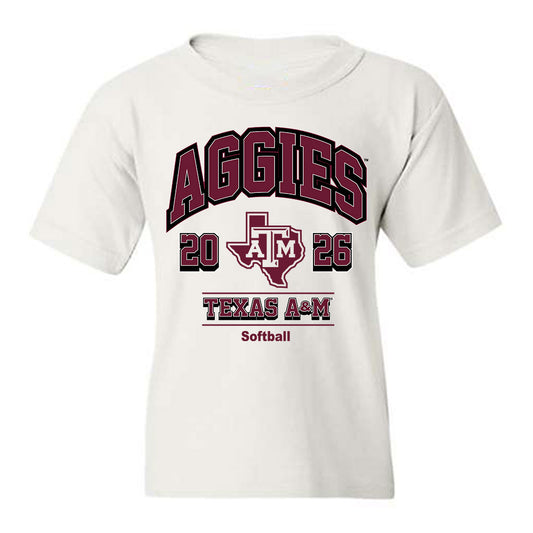 Texas A&M - NCAA Softball : Ariel Kowalewski - White Out 2026 Youth T-Shirt-0