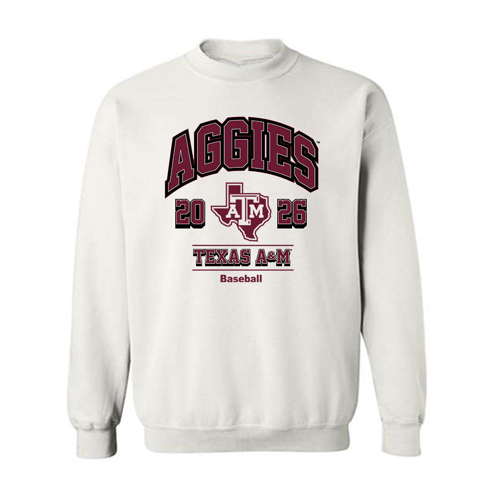 Texas A&M - NCAA Baseball : Matthew Kelley - White Out 2026 Crewneck Sweatshirt-0