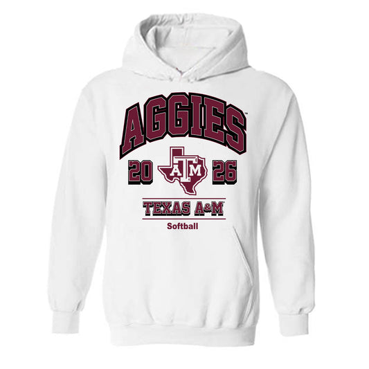 Texas A&M - NCAA Softball : Aubrey Moore - White Out 2026 Hooded Sweatshirt-0