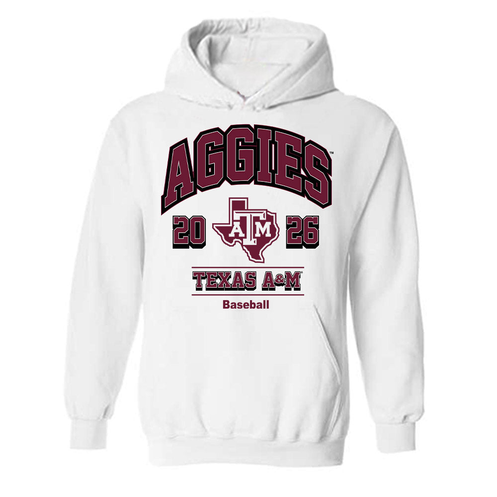Texas A&M - NCAA Baseball : Chandler Hart - White Out 2026 Hooded Sweatshirt-0