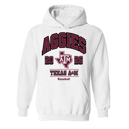 Texas A&M - NCAA Baseball : Chandler Hart - White Out 2026 Hooded Sweatshirt-0