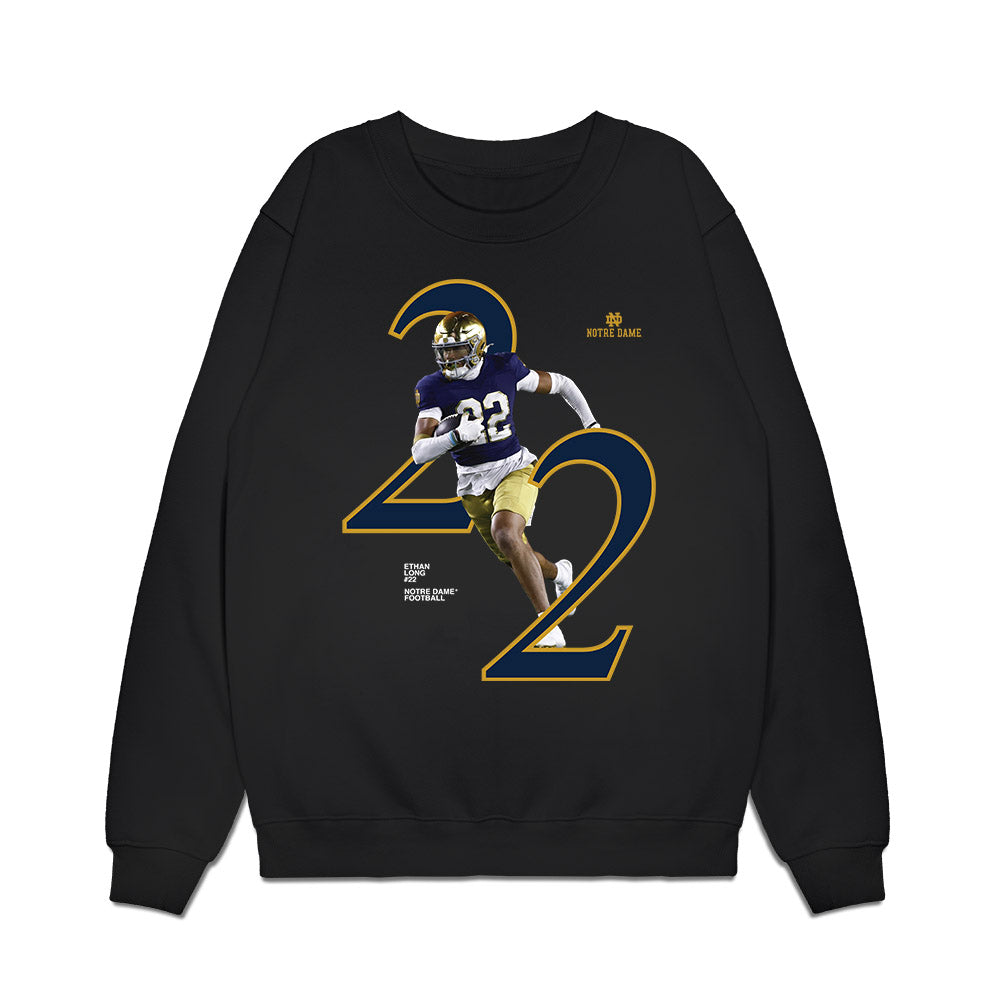 Notre Dame - NCAA Football : Ethan Long - Graphic Premium Crewneck Sweatshirt-0