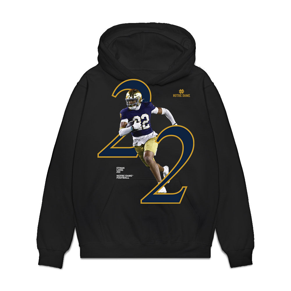 Notre Dame - NCAA Football : Ethan Long - Graphic Premium Hooded Sweatshirt-0