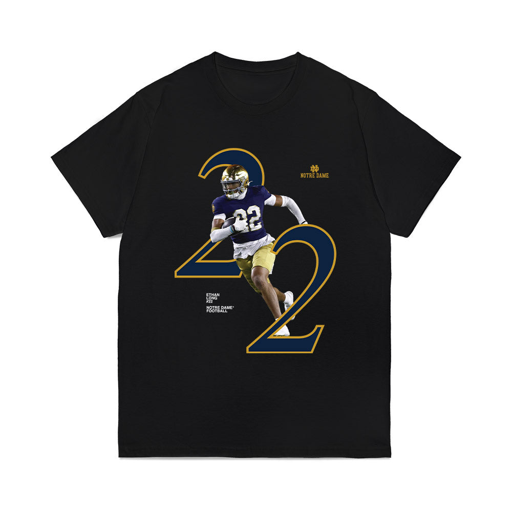 Notre Dame - NCAA Football : Ethan Long - Graphic Comfort Colors T-Shirt-0