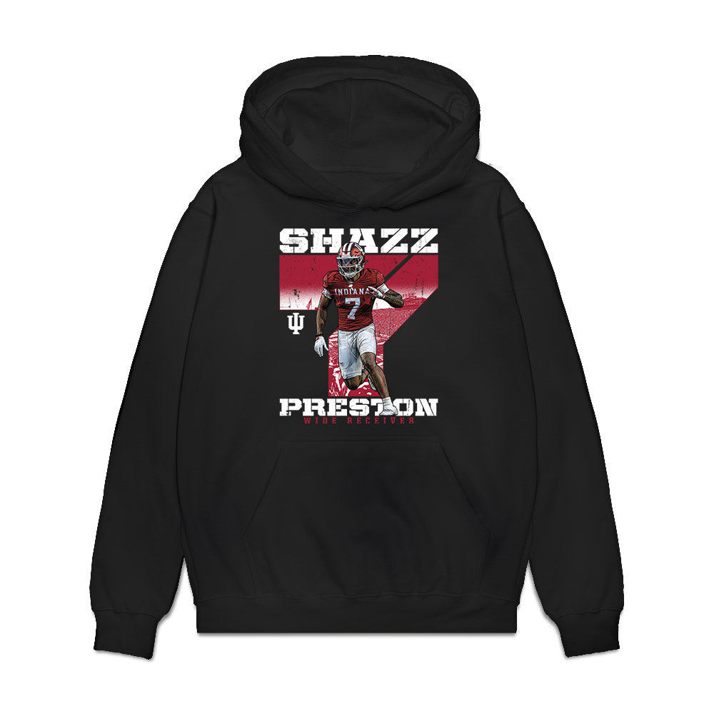 Indiana - NCAA Football : Shazz Preston - Collage Premium Hooded Sweatshirt-0