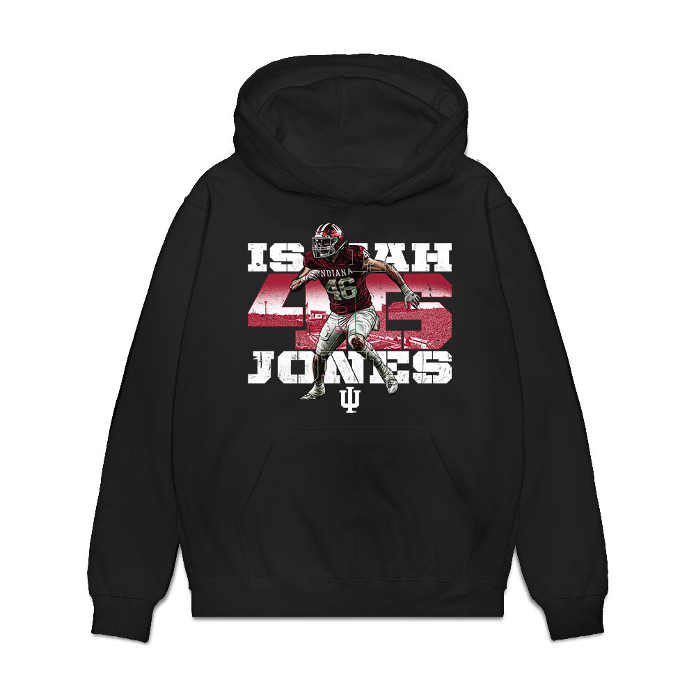 Indiana - NCAA Football : Isaiah Jones - Collage Premium Hooded Sweatshirt-0
