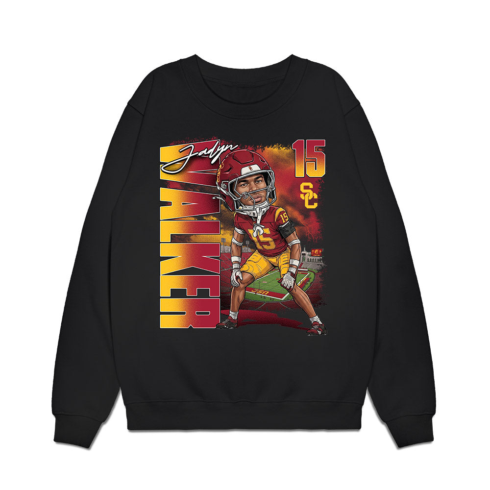 USC - NCAA Football : Jadyn Walker - Caricature Premium Crewneck Sweatshirt-0