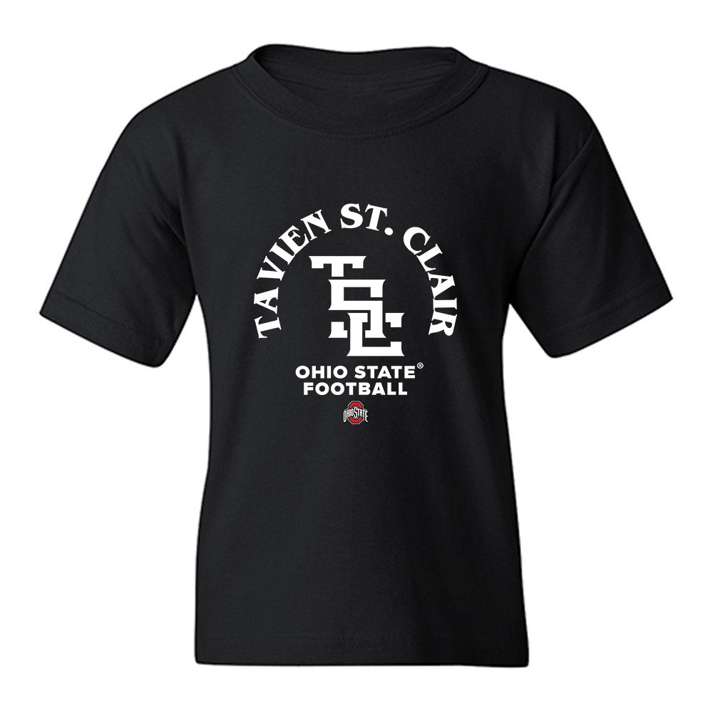 Ohio State - NCAA Football : Tavien St. Clair - Black Youth T-Shirt-0