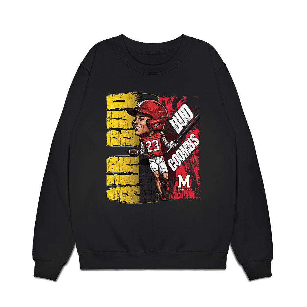 Maryland - NCAA Baseball : Bud Coombs - Caricature Premium Crewneck Sweatshirt-0