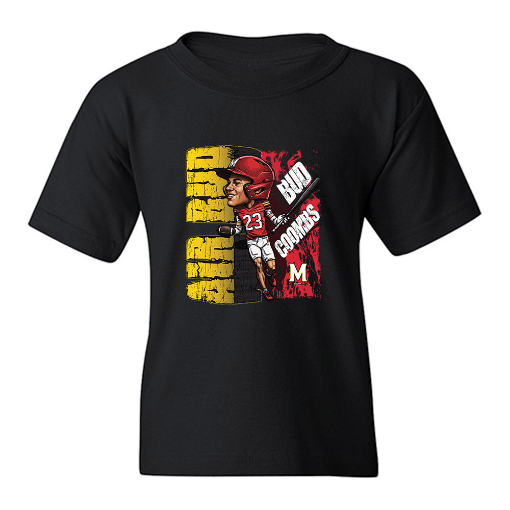 Maryland - NCAA Baseball : Bud Coombs - Caricature Youth T-Shirt-0