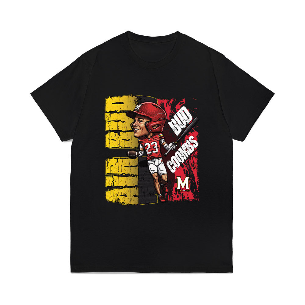 Maryland - NCAA Baseball : Bud Coombs - Caricature Comfort Colors T-Shirt-0