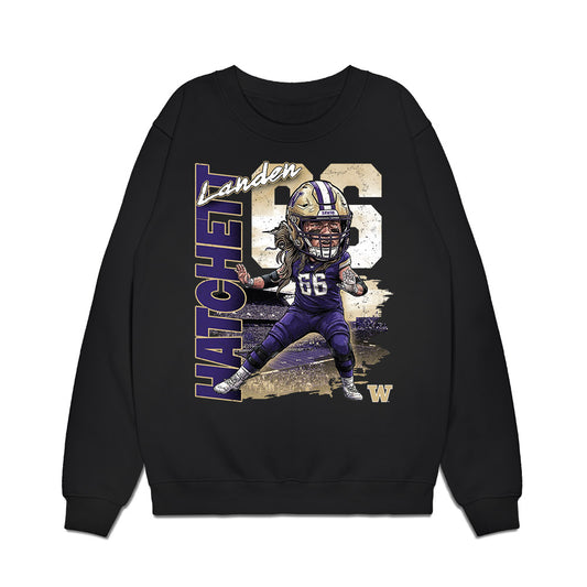 Washington - NCAA Football : Landen Hatchett - Caricature Premium Crewneck Sweatshirt-0