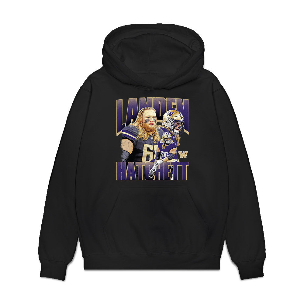 Washington - NCAA Football : Landen Hatchett - Collage Premium Hooded Sweatshirt-0