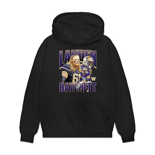 Washington - NCAA Football : Landen Hatchett - Collage Premium Hooded Sweatshirt-0