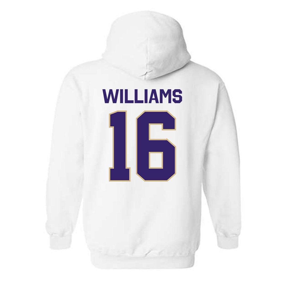 Washington - NCAA Football : Justice Williams - Classic Shersey Hooded Sweatshirt-1