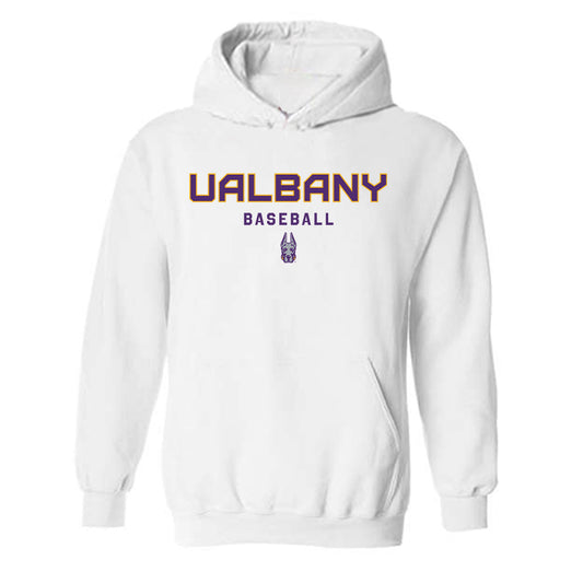 Albany - NCAA Baseball : Jaxon Mueller - Classic Shersey Hooded Sweatshirt-0