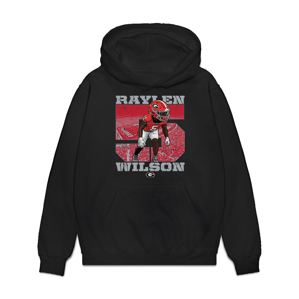 Georgia - NCAA Football : Raylen Wilson - Caricature Premium Hooded Sweatshirt-0