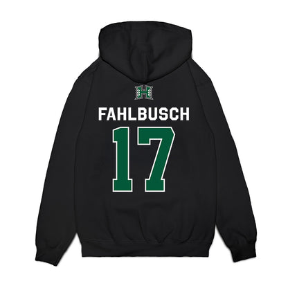 Hawaii - NCAA Men's Volleyball : Thatcher Fahlbusch - 2026 National Champions Premium Hooded Sweatshirt-1