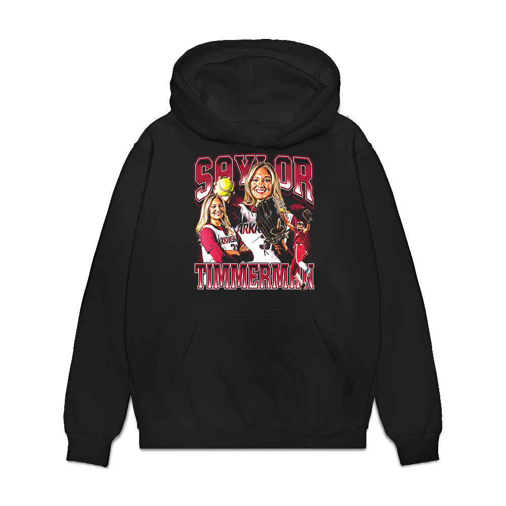 Arkansas - NCAA Softball : Saylor Timmerman - Collage Premium Hooded Sweatshirt-0